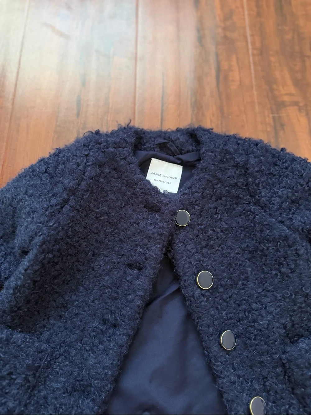 Janie and Jack Navy Sherpa Coat